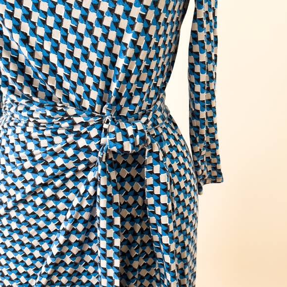 Ann Taylor Ruched Blue Cowl Neck Hourglass Jersey Dress Size Small - Picture 5 of 15